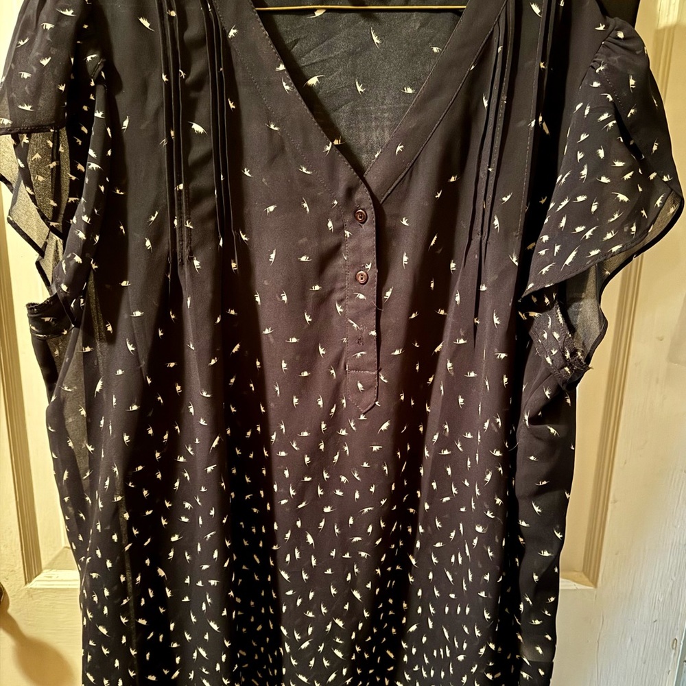 Blue and white polyester top